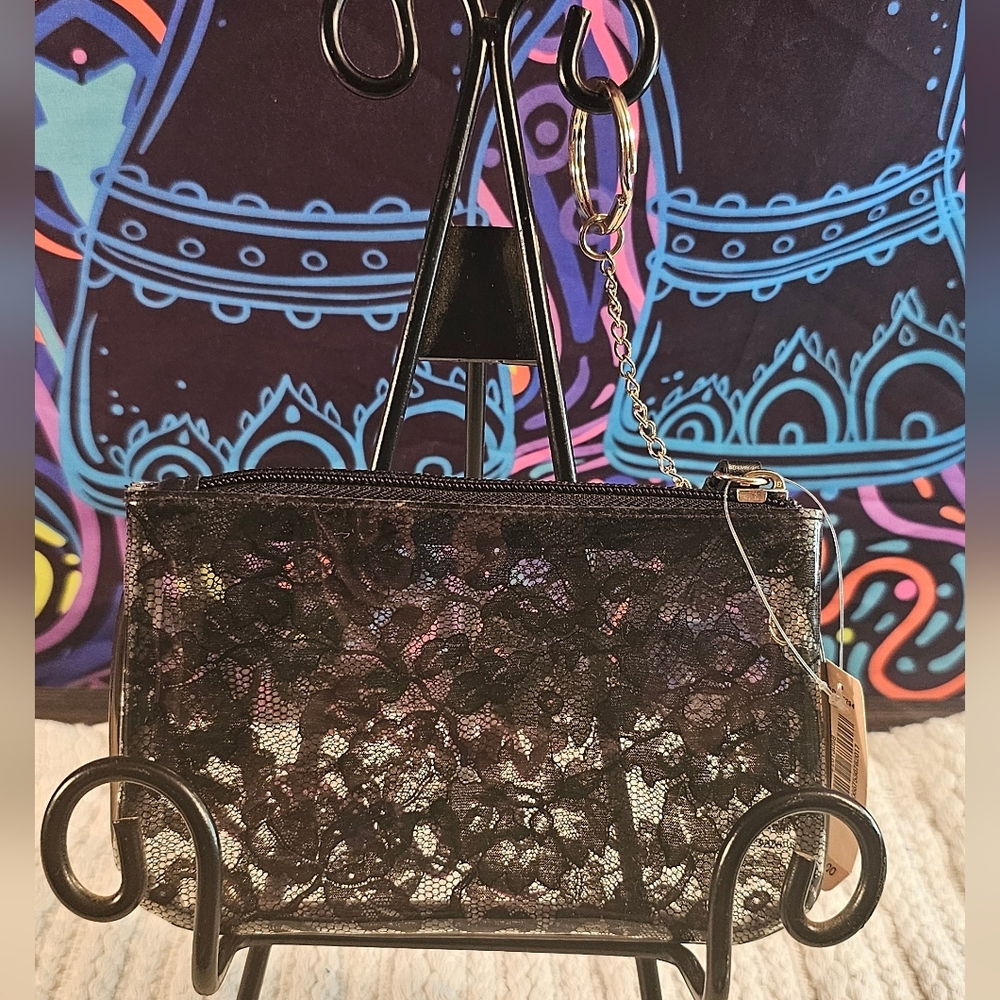 Victoria's Secret Black Lace Wristlet with Pink Logo - Picture 4 of 8